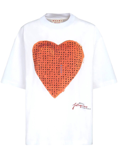 Shop Marni Printed T-shirt In White