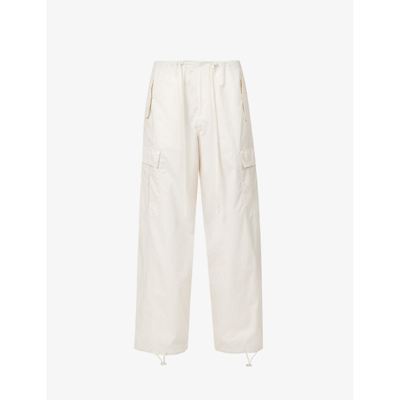 Shop Good American Womens Cloud White 001 Parachute Wide-leg Drawstring-hem Cotton Trousers