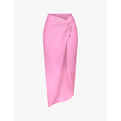 Shop Skims Women's Light Pink Knot-front Split-leg Recycled Stretch-nylon Sarong