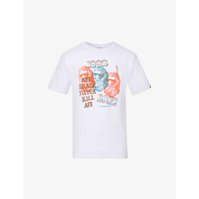 Shop A Bathing Ape Men's White Ape Head Graphic-print Regular-fit Cotton-jersey T-shirt