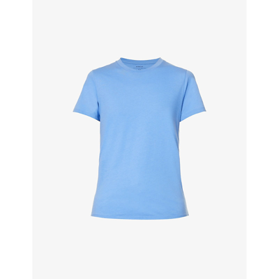Shop Vince Essential Round-neck Cotton-jersey T-shirt In Pool