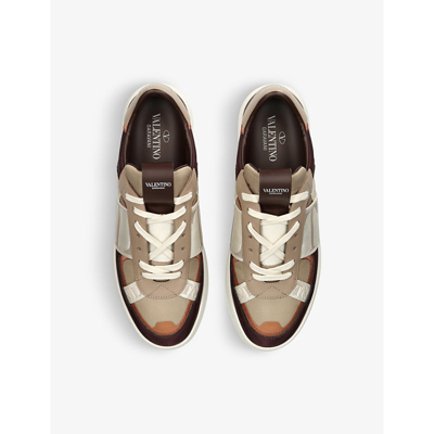 Shop Valentino Vl7n Logo-strap Leather Low-top Trainers In Brown/oth