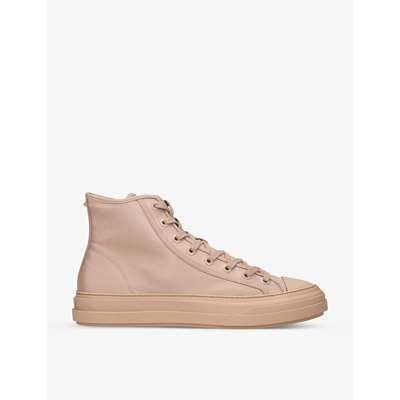 Shop Valentino Garavani Men's Beige Totaloop Logo-embellished Shell And Leather High-top Trainers