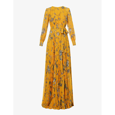 Shop Erdem Womens Ophelia Vine Cumin Lindsay Floral-print Chiffon Maxi Dress