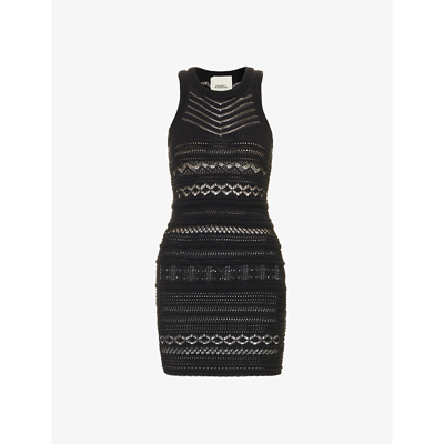 Shop Isabel Marant Womens Black Ava Semi-sheer Cotton-blend Mini Dress