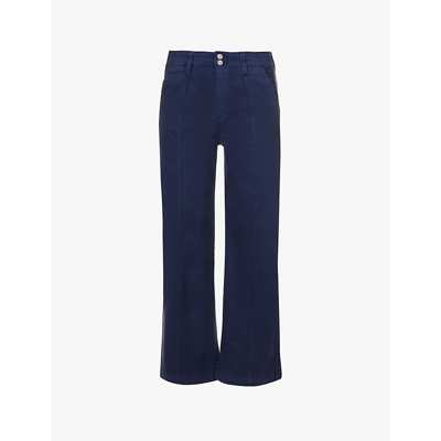 Shop Paige Women's Vintage Cosmic Navy Brooklyn Cropped Wide-leg Mid-rise Stretch-denim Jeans