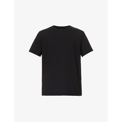 Shop 7 For All Mankind Luxe Performance Brand-tab Stretch-cotton T-shirt In Black