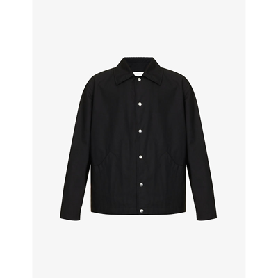 Shop Jil Sander Men's Black Brand-typography Slip-pocket Relaxed-fit Cotton Jacket
