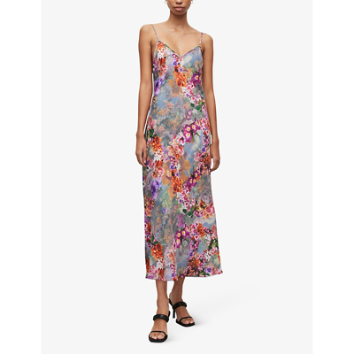 Shop Allsaints Women's Peace Pink Bryony Lucia Floral-print Recycled-polyester Midi Dress