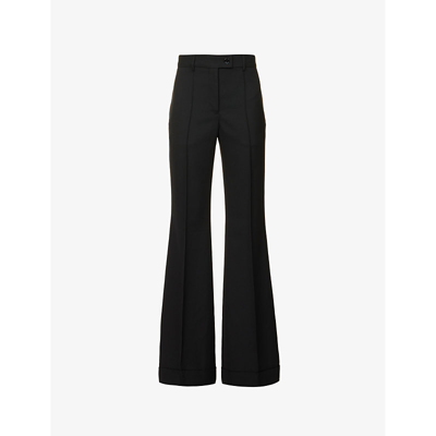 Shop Acne Studios Women's Black Pinna Flared Mid-rise Woven Trousers