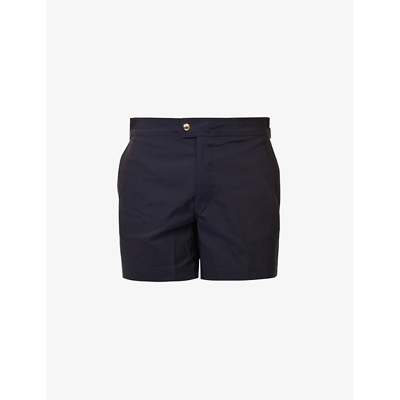 Shop Tom Ford Men's Black Logo-tab Swim Shorts