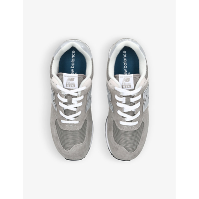 Shop New Balance Boys Grey/light Kids 574 Evergreen Logo-embroidered Suede Low-top Trainers 11 Years