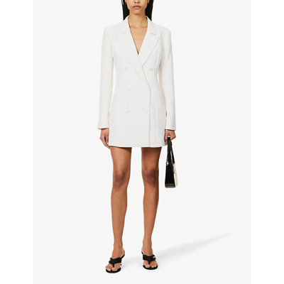 Shop Good American Women's Ivory001 Luxe Double-breasted Woven Mini Dress