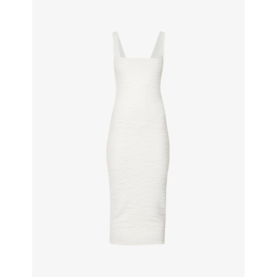 Shop Good American Women's Ivory001 Crinkled-texture Sleeveless Stretch-woven Midi Dress