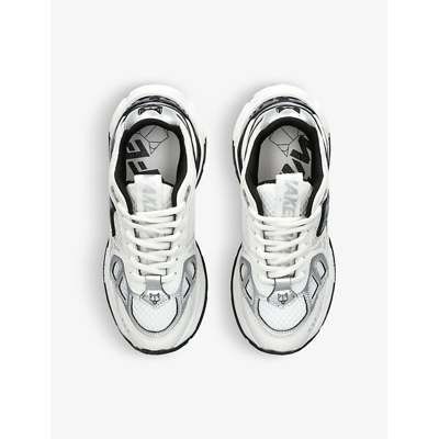 Shop Naked Wolfe Womens White Smash Logo-embossed Leather And Mesh Low-top Trainers