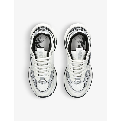 Naked Wolfe Womens White Smash Logo-embossed Leather And Mesh Low-top Trainers In White