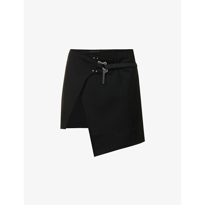 Shop Heliot Emil Women's Black Tech Mid-rise Stretch-woven Mini Skirt