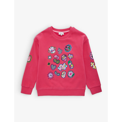 Shop Marc Jacobs Girls Fuschia Kids Logo-print Long-sleeve Cotton-jersey Sweatshirt 4-12 Years
