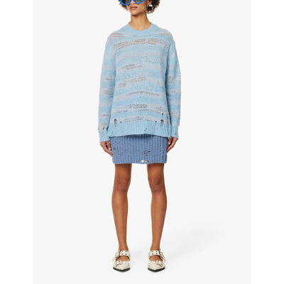 Shop Acne Studios Women's Sky Blue Karita Striped Knitted Jumper