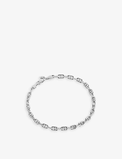 Shop Maria Black Porto Anchor Large Rhodium Plated Sterling-silver Bracelet In Silver Hp