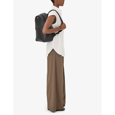 Montblanc Leather Backpack Adjustable Straps Top Handle In Black