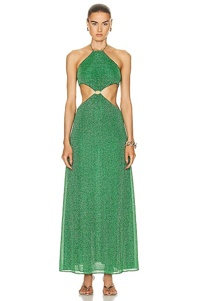 Shop Oseree Lumière O Gem Cut Out Dress In Emerald Green