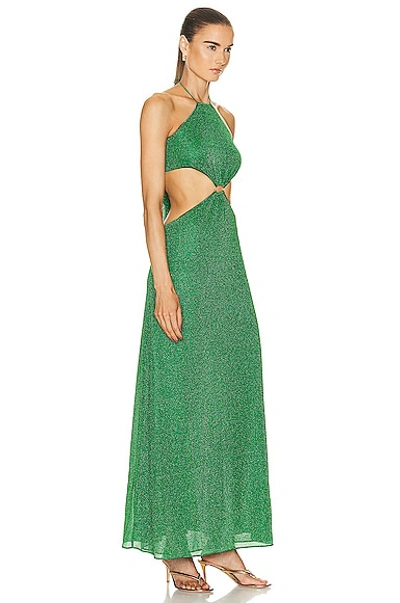 Shop Oseree Lumière O Gem Cut Out Dress In Emerald Green