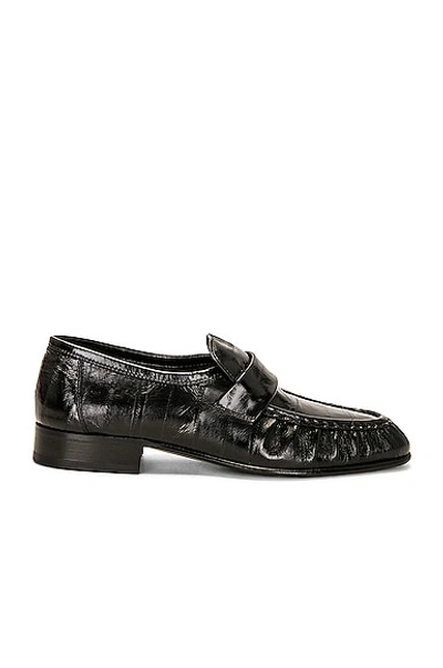 The Row Embossed-finish Eel-leather Loafers In Black