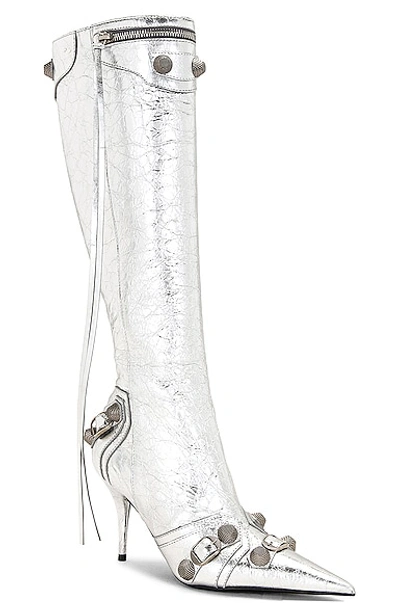 Shop Balenciaga Cagole Boot In Silver