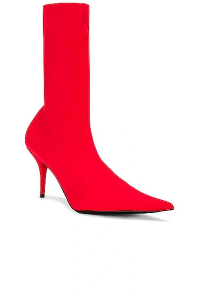 Shop Balenciaga Knife Bootie In Bright Red
