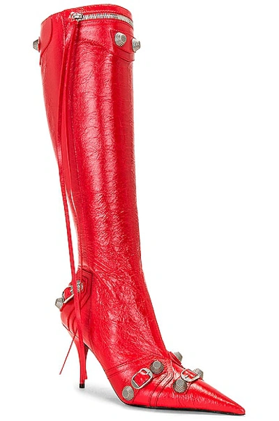 Shop Balenciaga Cagole Boots In Tomato Red