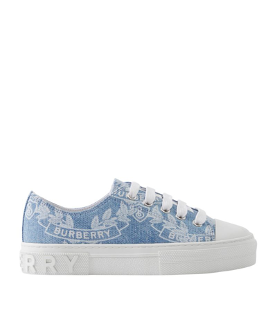 Shop Burberry Cotton Oak Leaf Crest Sneakers In Blue