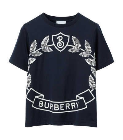Shop Burberry Kids Oak Leaf Crest T-shirt (3-14 Years) In Blue