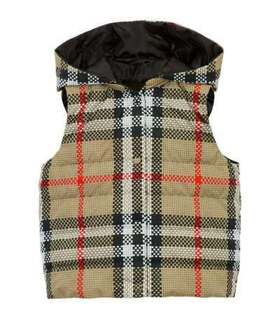 Shop Burberry Kids Down Reversible Check Gilet (3-14 Years) In Black