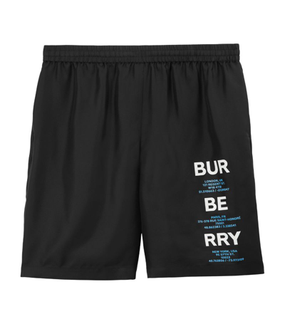 Shop Burberry Silk Logo Print Shorts In Black