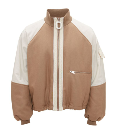 Shop Jw Anderson Wool-blend Track Jacket In Neutrals