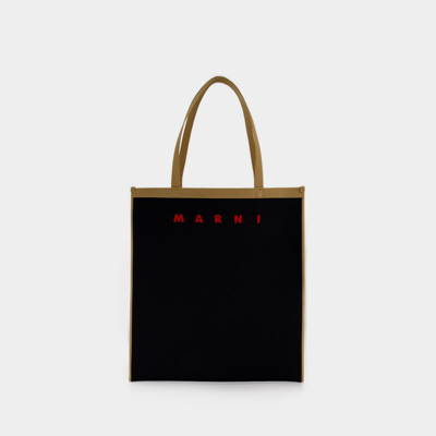 Shop Marni Flat Shopping Tote Bag -  - Black