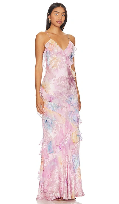 Loveshackfancy Rialto Ruffled Silk-blend Gown In Candy Sparkle