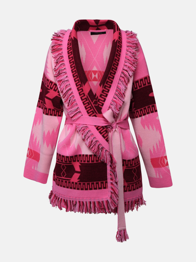 Shop Alanui Rose Wool Icon Cardigan In Pink