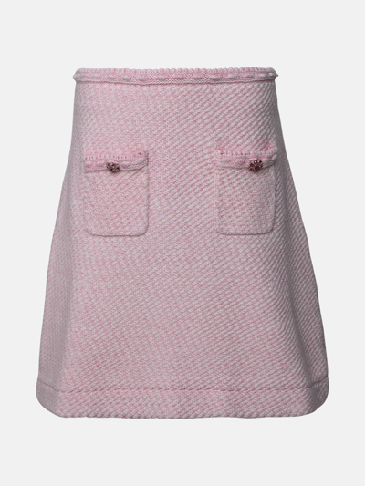 Shop Self-portrait Pink Cotton Skirt