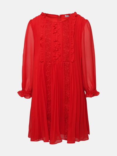 Shop Self-portrait Red Polyester Pleated Dress