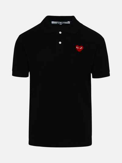 Shop Comme Des Garçons Play Polo Shirt In Black Cotton
