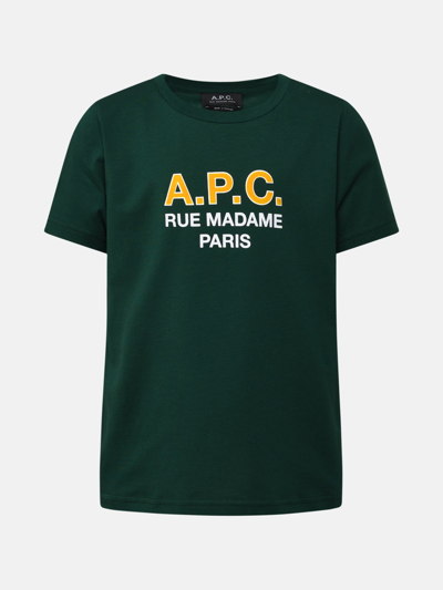 Shop Apc Green Cotton T-shirt