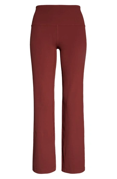 Zella Studio Luxe High Waist Flare Ankle Trousers In Burgundy Port