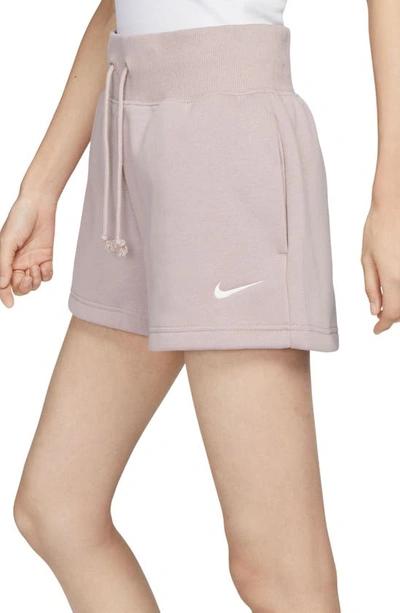 Shop Nike Phoenix Fleece Knit Shorts In Diffused Taupe/ Sail