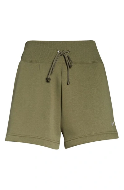 Shop Nike Phoenix Fleece Knit Shorts In Medium Olive/ Sail