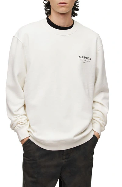 Shop Allsaints Underground Logo Organic Cotton Graphic Sweatshirt In Ashen White