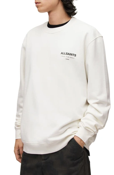 Shop Allsaints Underground Logo Organic Cotton Graphic Sweatshirt In Ashen White