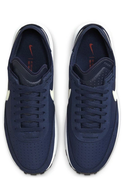 Shop Nike Waffle One Leather Sneaker In Midnight Navy/ White/ Navy