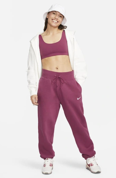 Shop Nike Sportswear Phoenix High Waist Fleece Sweatpants In Rosewood/ Sail